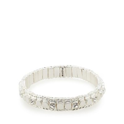 Silver plated stone stretch bracelet